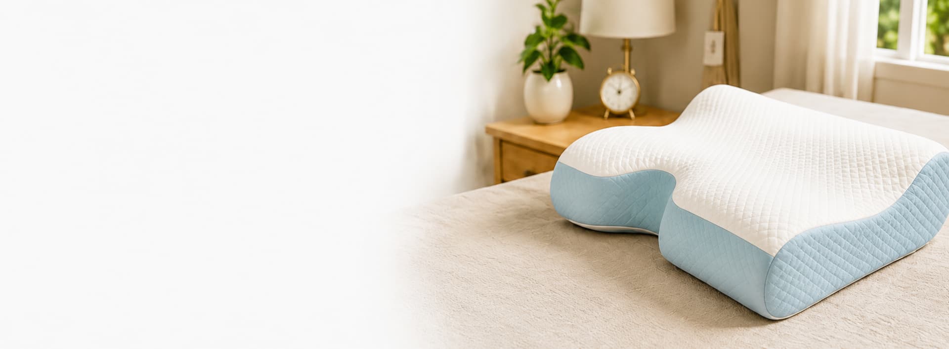 NeckZee pillow in a cozy bedroom