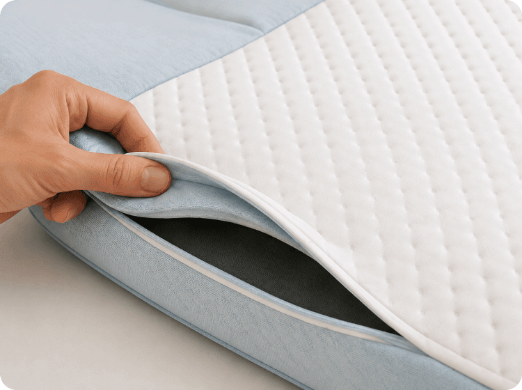 Close-up of a worn out flat pillow