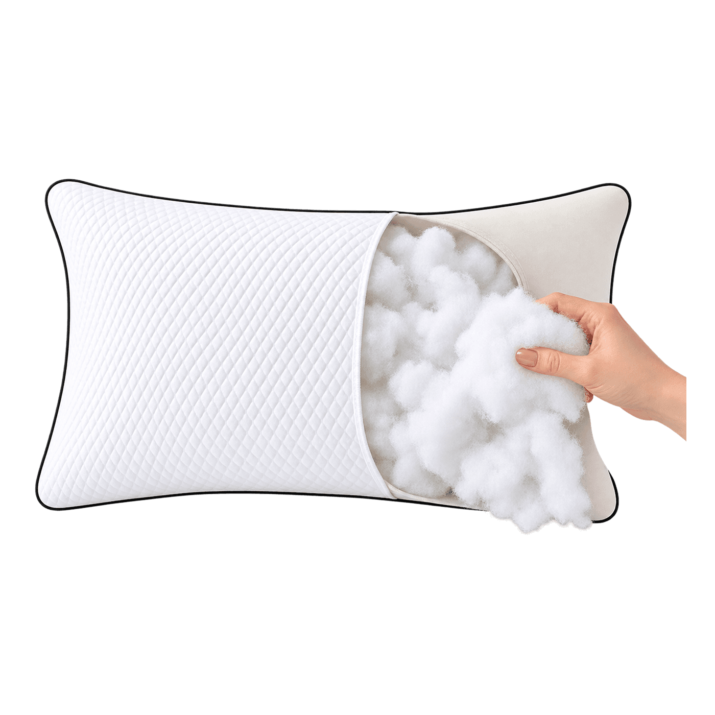 Queen Size Regular Pillow - Milk White - angle 2